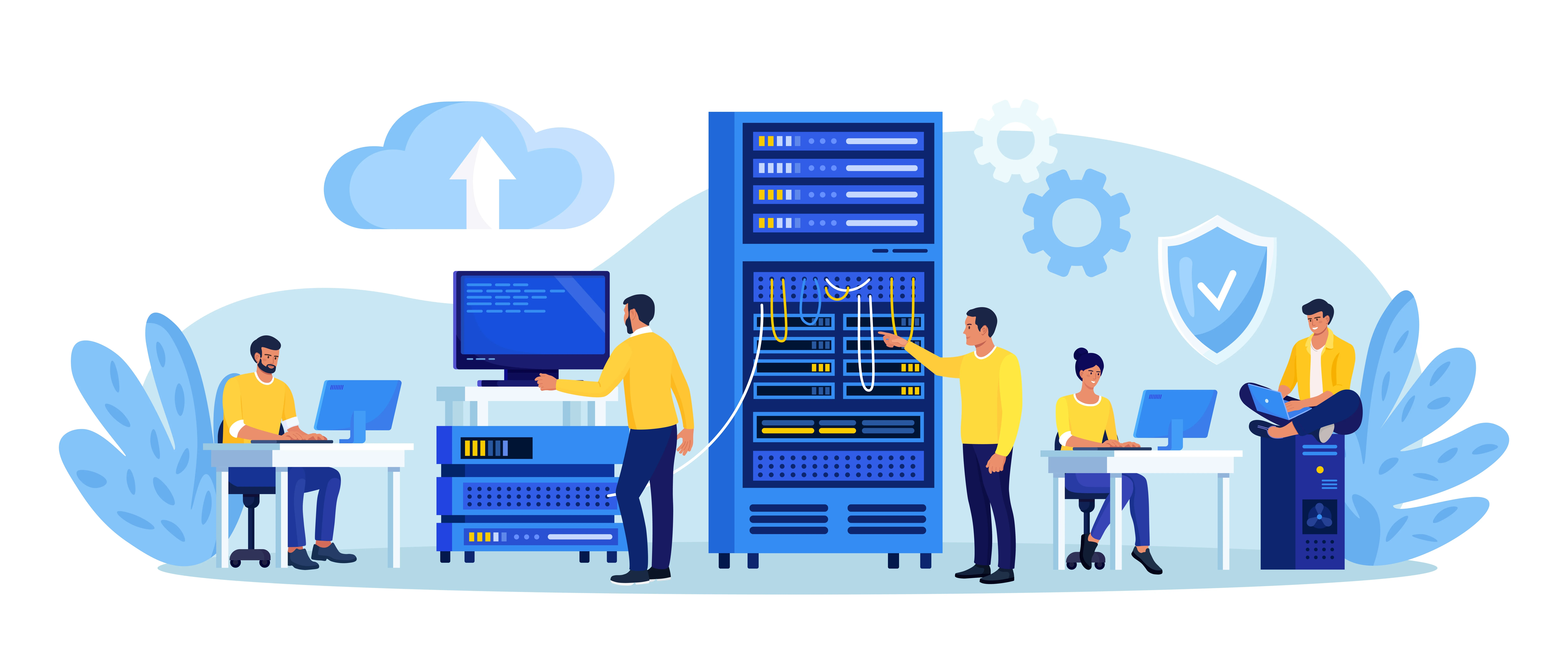 A team looking after its server and stored documents.